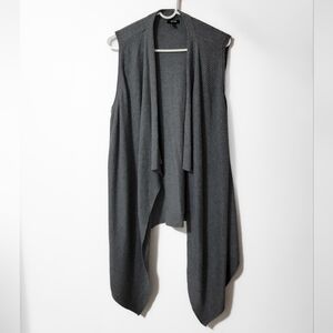 Charcoal Gray Knit Open Cardigan Drape Vest Size Large